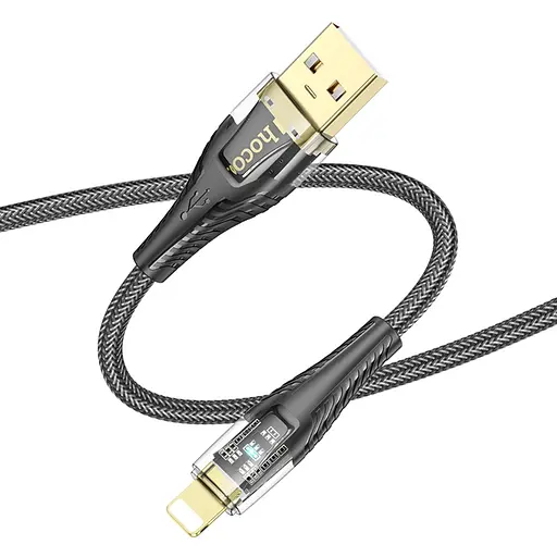 Кабель Hoco U121 с индикатором USB to Lightning 1,2 м черный - фото 1