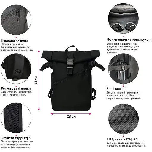 Рюкзак NikiBo Trend 15 л черный (30010705-01) - фото 3