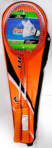 Бадмінтон С 44599 TK Sport, воланчик та 2 ракетки в чохлі (6900067445995) Помаранчевий - фото 1