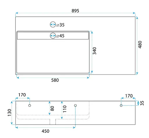 Умивальник Rea Archi 90 black matt накладний підвісний REA-U4304, Чорний матовий - фото 6