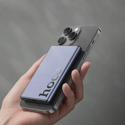 Магнитный павербанк с беспроводным зарядным Hoco Q32 Bird PD20W wireless magnetic 5000mAh серый - фото 5