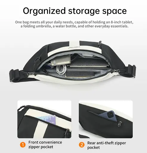 Сумка-бананка Tigernu T-S81012 2.5л 7'' Black Grey (18196) - фото 9