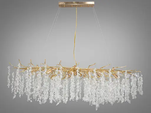 Красива кришталева люстра "Гліцинія" витягнутої форми, 15 ламп, золото - фото 1