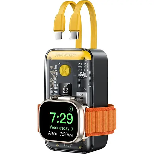 Зарядний пристрій NEWDERY 10000 мАг для iPhone Apple Watch Вбудовані кабелі