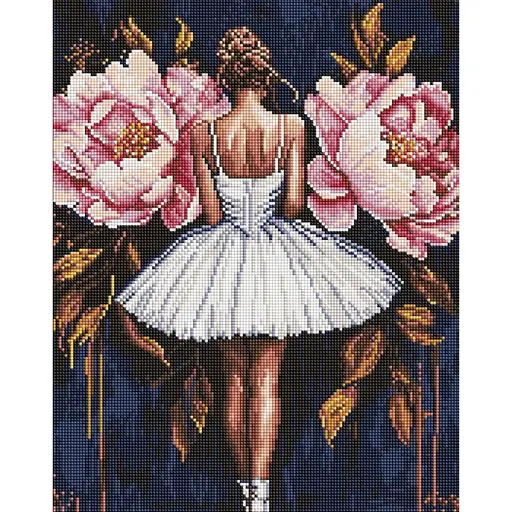 Алмазная мозаика Балерина с розовыми пионами AMO8346, 40х50 см