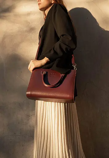 Жіноча шкіряна сумка Fancy бордова краст - фото 2