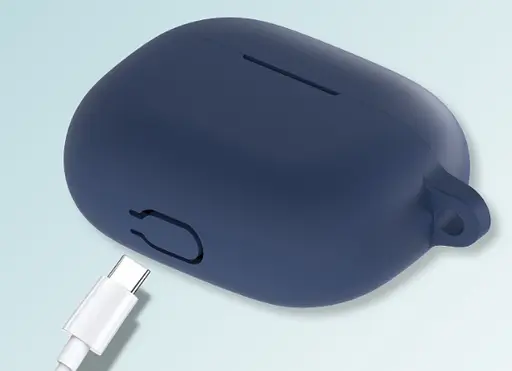 Чохол-накладка DK для Realme Buds T300 Silicone Candy Friendly з карабіном (017219) (dark blue) - фото 3