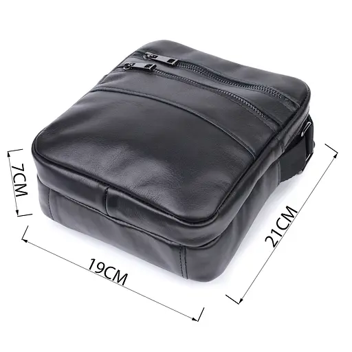 Мужская классическая сумка мессенджер из глянцевой натуральной кожи SHVIGEL 19х21х7 см sum0026999 - фото 3