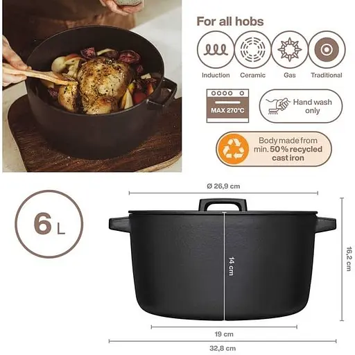Кастрюля чугунная Fiskars Folken 6 л (1075697) - фото 5