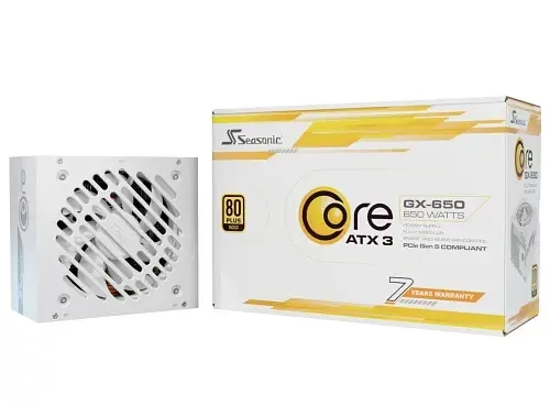 Блок питания 650 Вт, Seasonic Core GX ATX 3.1, белый, модульный, 80+ золотистый, Active PFC, 12 см HDB, 3xMolex/6xSATA - фото 1