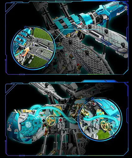 Конструктор механічний бабка -стрекоза  MJI Dragonfly  для дітей та дорослих  живий світ 866 деталей - фото 7
