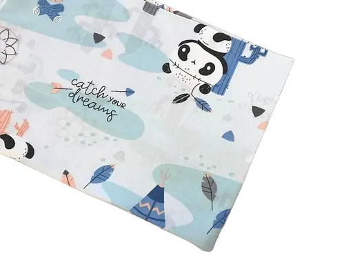 Хлопковая пеленка Moontime 100х80см "Панды с вигвамами" - фото 1