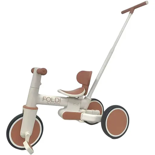 Багатофункціональний дитячий велосипед El Camino ME 1202 Foldi Сinnamon Beige 3 в 1 з батьківською ручкою
