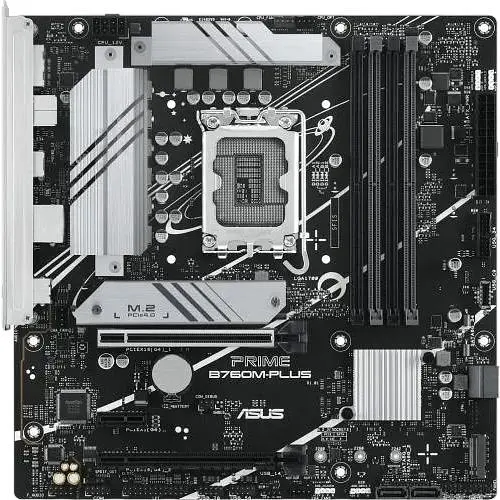 Материнская плата Asus Prime LGA1700, B760M-PLUS, B760, 4xDDR5, Int.Video (CPU), 4xSATA3, 2xM.2, 2xPCI-E 4.0 x16, 1xPCI-E 4.0 x1, Realtek 7.1, Realtek 2.5Gb, 4xUSB3.2/7xUSB2.0, HDMI/DP, MicroATX