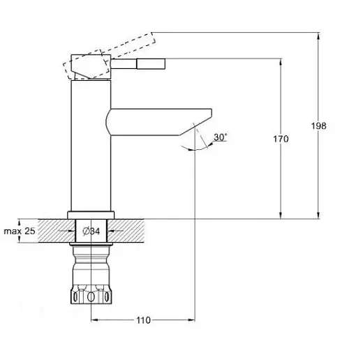 Смеситель для умывальника Solone EZA1-B090 однорычажный Нержавеющая сталь 30412 - фото 2