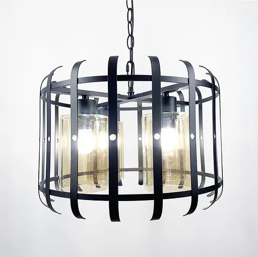 Підвісний світильник у стилі лофт на 4 лампочки Line.F Колір плафона Янтарний - фото 3