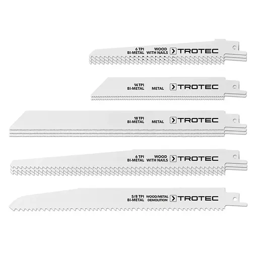 Набір пиляльних полотен для пили шабельної Trotec Wood/Metal Set 12 шт. (DAS302824)