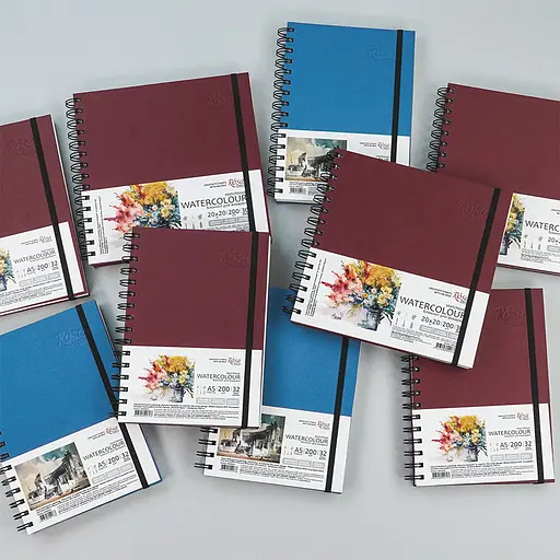 Блокнот для акварелі на спіралі Watercolor by Smiltanis А5 200г/м2 32 л папір білий Бордо ROSA Studio - фото 8