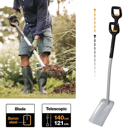 Лопата совковая универсальная телескопическая Fiskars Xact™ 121-140 см (1066734) - фото 3