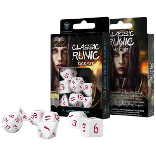 Набір кубиків Classic Runic White & red Dice Set , 7 шт. (SCLR04)