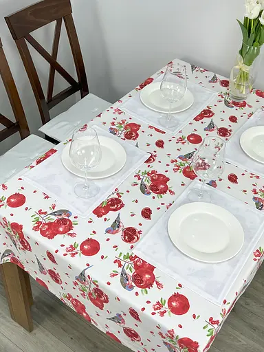 Водоотталкивающая Скатерть Гранатовый принт 220х140 см (+ 4 салфетки 30х40) - фото 3