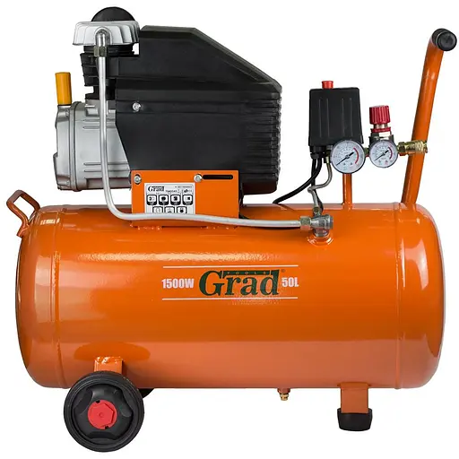 Компрессор одноцилиндровый Grad 1.5 кВт 198 л/мин 8 бар 50 л (7043545) - фото 1