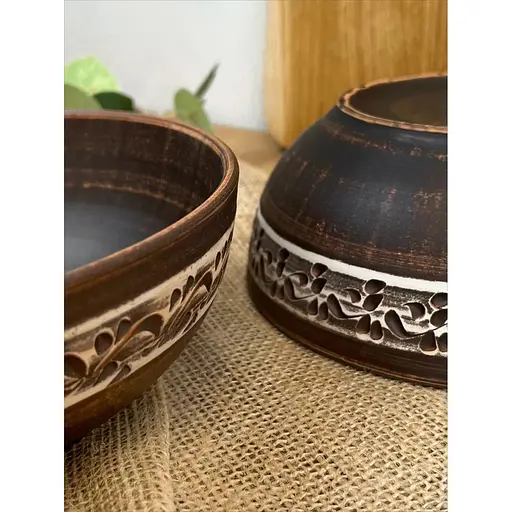 Миска керамічна (глиняна) різьблена Ангоб 1 л - фото 3