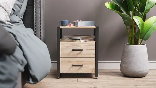 Тумба універсальна Ferrum-decor Вів'єн 2/2 50x41x40 чорний ДСП Дуб Сан-Марино 16мм (FRD-104157)