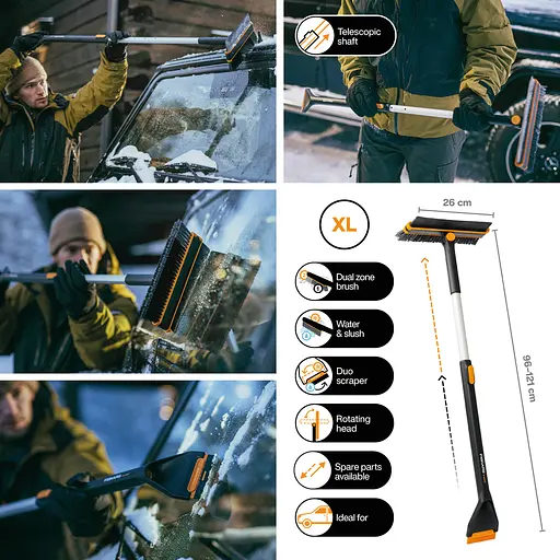 Щітка-скребок телескопічна поворотна Fiskars X-series 96–121 см (1078492) - фото 4