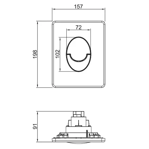 Панель змиву пластикова Koer KT-0606-07 157x198x3mm, кнопка закруглена графіт KR5712, Графит - фото 3