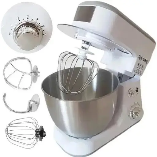 Стационарный миксер тестомес Rainberg RB-8082 с металлической чашей планетарное вращение 5л 3200Вт Белый - фото 3