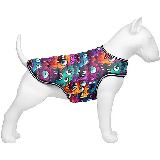 Курточка-накидка для собак Waudog Clothes, рисунок "Зубастые монстры", XL, А 47 см, B 68-80 см, С 42-52 см [CD]