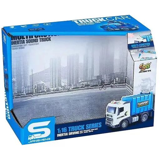 Игрушка Cars S Мусоровоз инерционная со звуком и светом голубой 1:20 (CJ-4358555) - фото 2