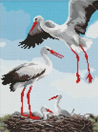 Набор с алмазной мозаикой Семья аистов AMO8063, 30x40 см