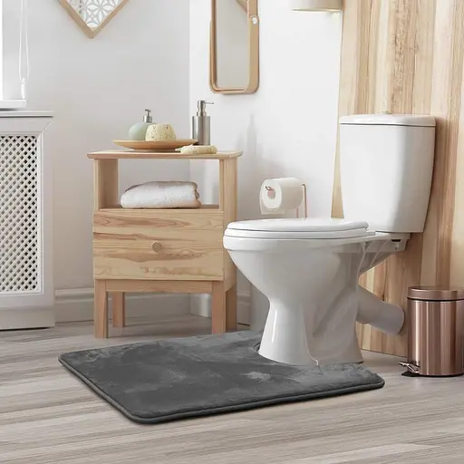 Антискользящий Мягкий коврик для ванной и туалета Aquarius с эффектом памяти U-образный контурный 50 х 50 см Графит Гладкий