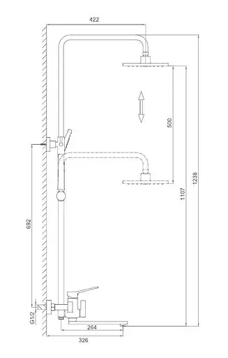 Душевая система Frap F2449-6, поворотный излив - переключатель на лейку, 3 режима, черный/хром, Черный матовый - фото 9