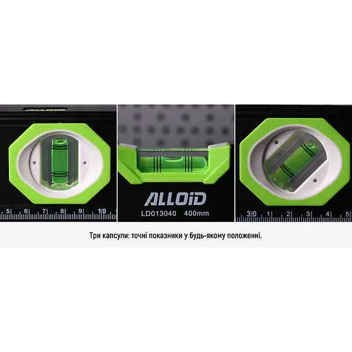 Рівень будівельний Alloid з магнітом 3 капсули 100 см (LD-013100) - фото 3