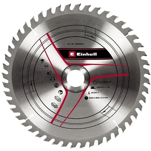 Диск пильный Einhell TCT KWB к торцевой пиле 250х30 мм 48 зубцов (589351)