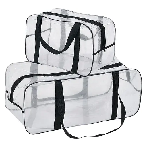 Набор прозрачных сумок в роддом: размер М 40х25х20 см + размер XL 60х25х30 см (черные) - фото 1