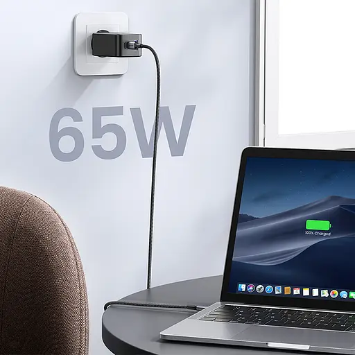 Зарядний пристрій 3xUSB 65W GaN 2хUSB-C+USB-A CD244 Сірий Ugreen - фото 5