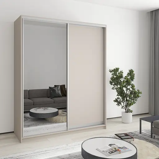 Шафа-купе дводверна MebelStar Стандарт AL ДСП/Дзеркало 170x60x210 см Кашемір (MBS-2439)