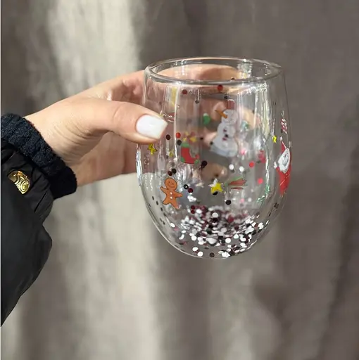 Набор стаканов Vittora VT-5415-350 Зимние развлечения с двойным дном 350 мл Прозрачный 2 шт - фото 3