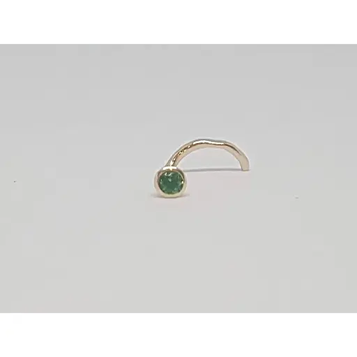 Золота сережка-пірсинг Dear в ніс Dear с фіанітом. 1023.1 Зелений - фото 3