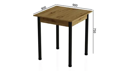 Стіл кухонний Ferrum-decor Агата 75x90x90 Чорний ДСП Дуб Артізан 16мм (FRD-105685) - фото 3