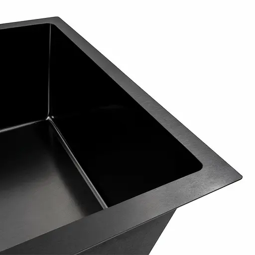 Кухонна мийка PVD чорна СМ 54x44 Platinum Handmade (монтаж під стільницю), Чорний - фото 7