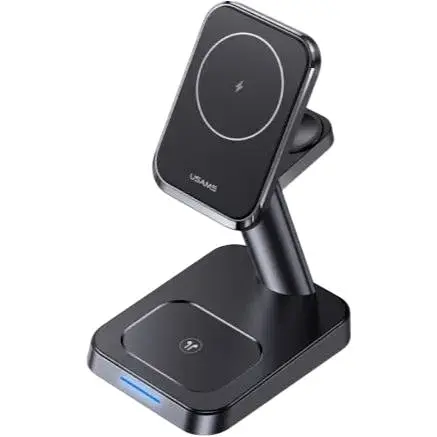 Беспроводное зарядное устройство Usams US-CC150 3in1 Magnetic Wireless Charging Stand 20W Black (CC150WXC01)