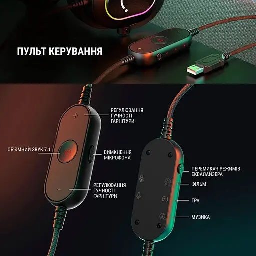 Наушники Fifine гарнитура накладные H6 с подсветкой разноцветной черные - фото 7