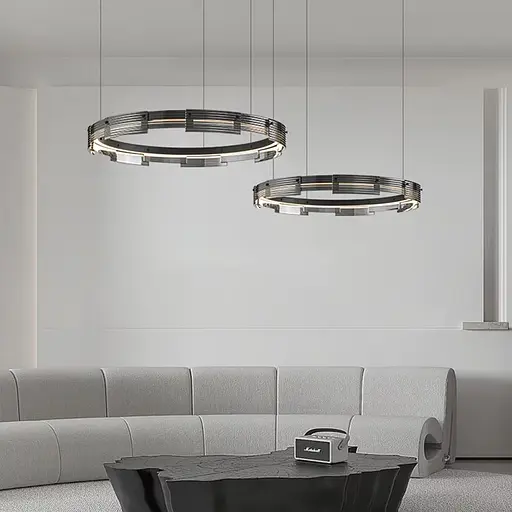 Люстра із підвісним чорним кільцем з графітовими пластинами Ø 80 см | Арт. MJ 231-800 BK | Line F - фото 3