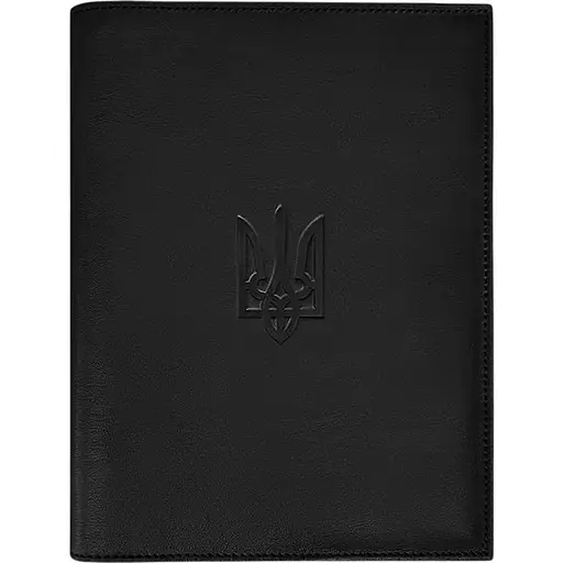 Кожаная обложка BlankNote Standart с Трезубцем для нотариального реестра черный - фото 1