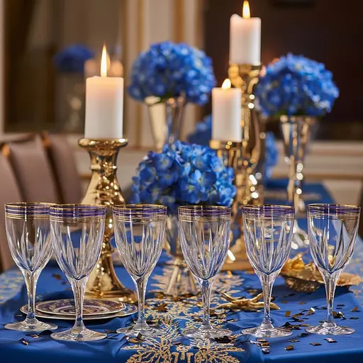 Набор бокалов для вина TS Kitchen с золотой каймой 6 штук по 250 мл, синий HP549